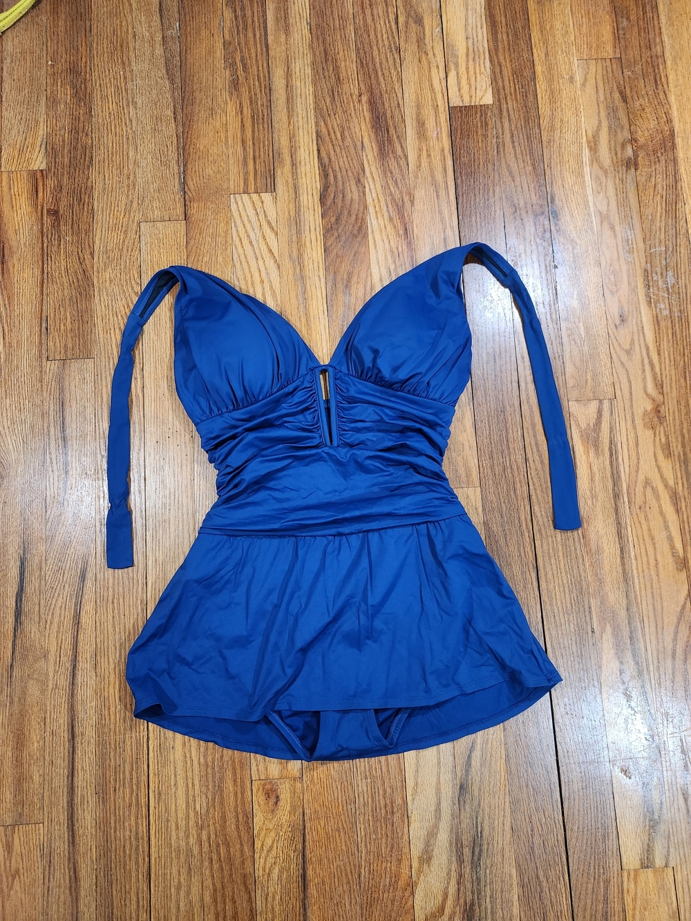 Bleu Rod Beattie Deep Blue One-Piece Halter Swimdress with Skirt Size 6